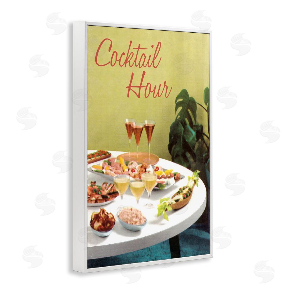 Tim Wright Cocktail Hour Table Spread White Framed Giclee Wall Art Print