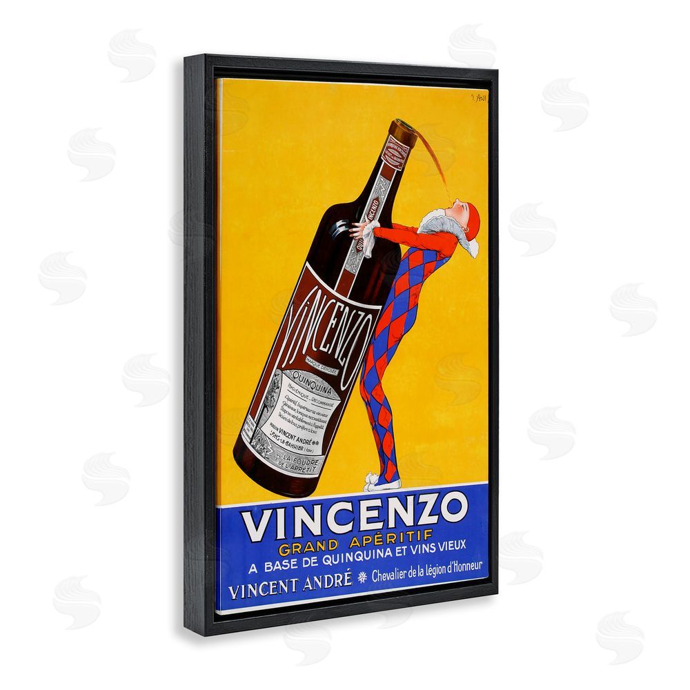 Vintage Posters Vincenzo Vintage Wine Black Floating Frame Canvas Wall Art Print
