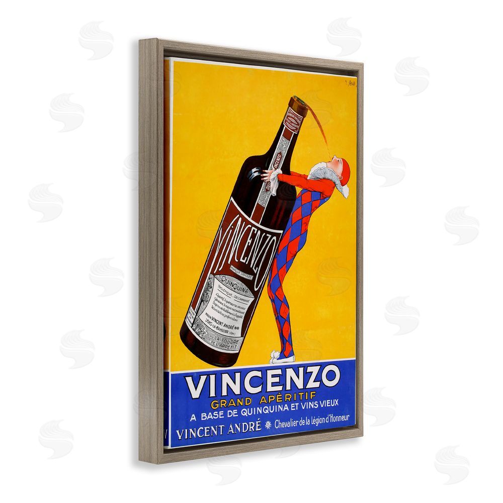 Vintage Posters Vincenzo Vintage Wine Brown Floating Frame Canvas Wall Art Print