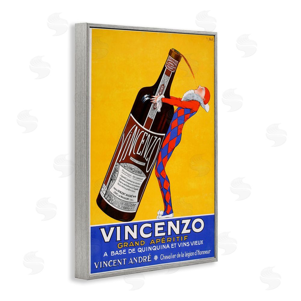 Vintage Posters Vincenzo Vintage Wine Gray Framed Giclee Wall Art Print