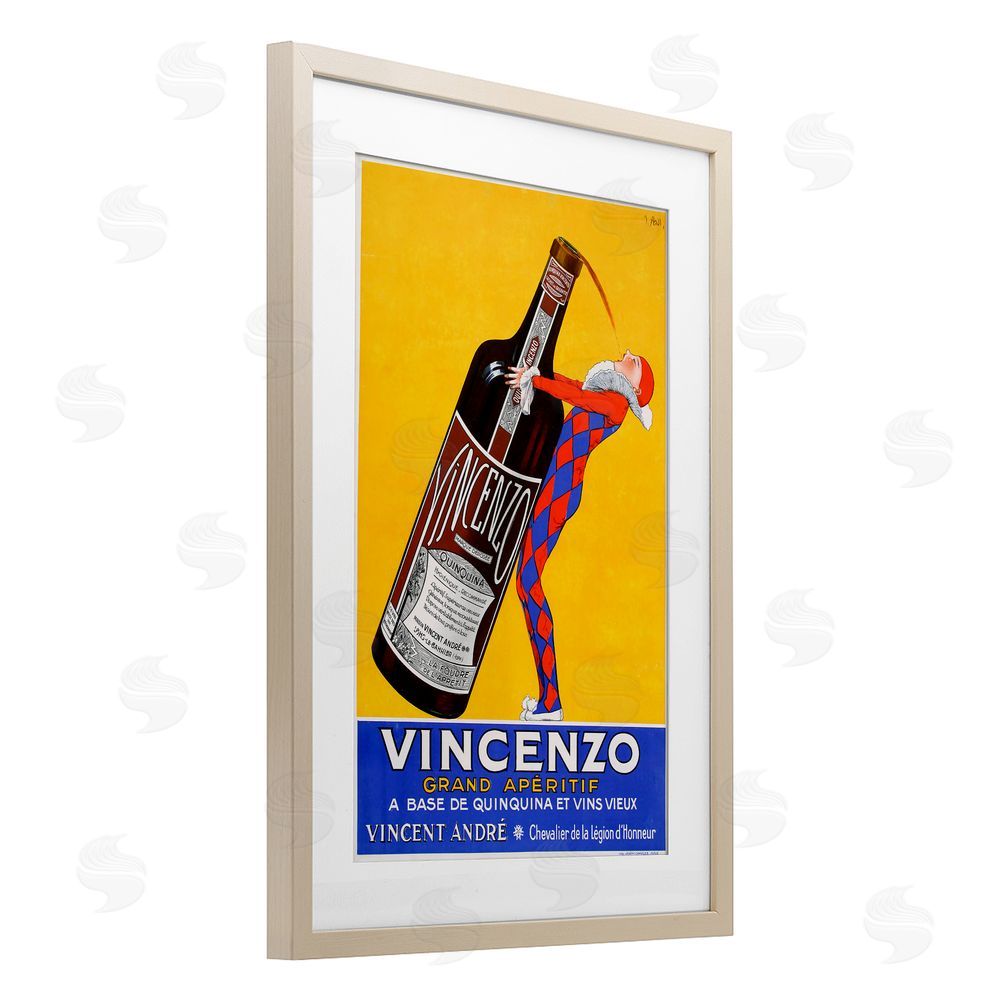 Vintage Posters Vincenzo Vintage Wine Brown Framed Print Under Glass Wall Art