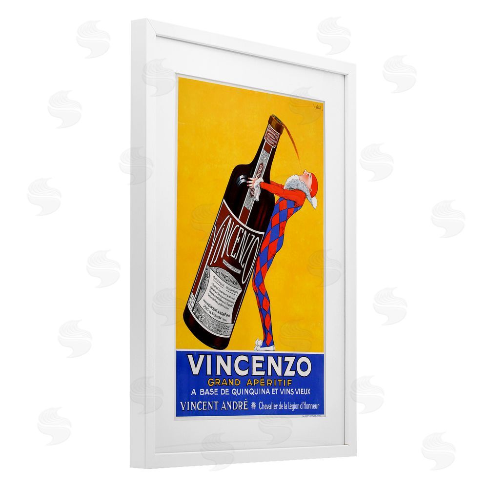 Vintage Posters Vincenzo Vintage Wine White Framed Print Under Glass Wall Art