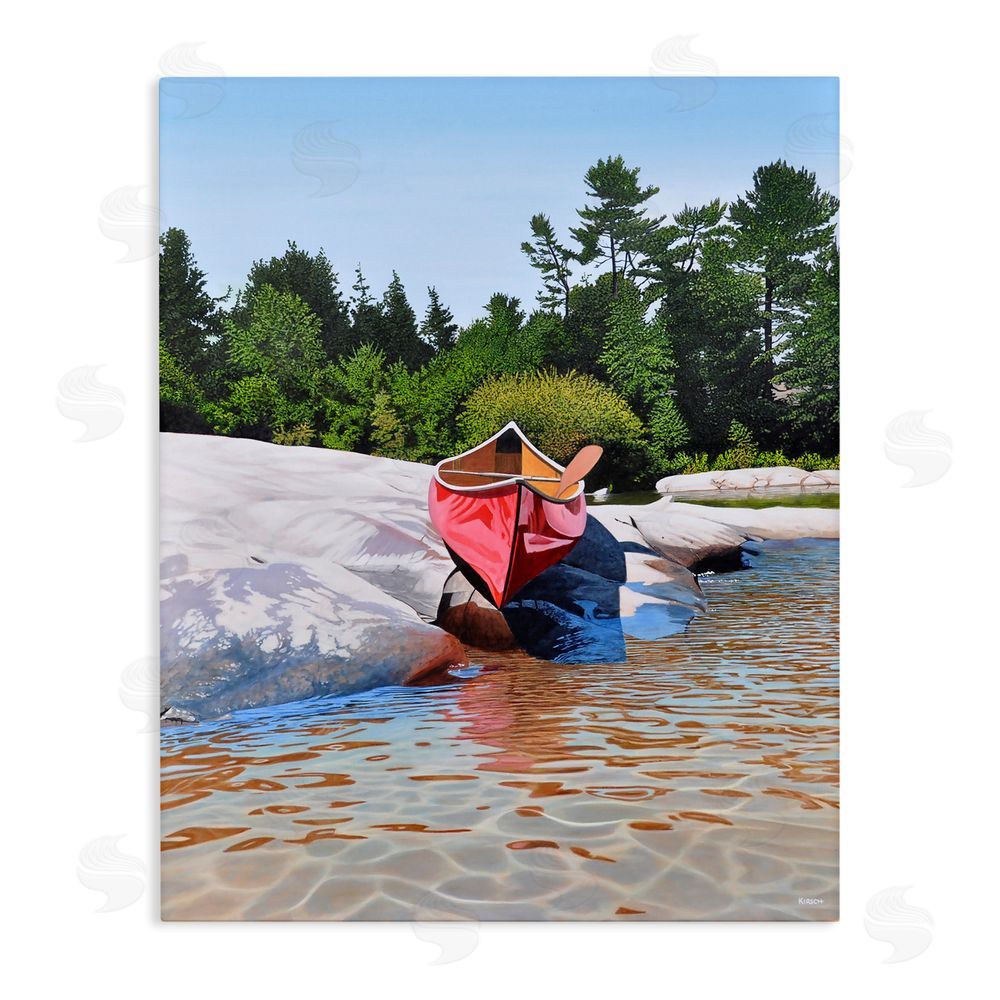 Kenneth M Kirsch Canoe at Water's Edge Stretched Canvas Wall Art Print