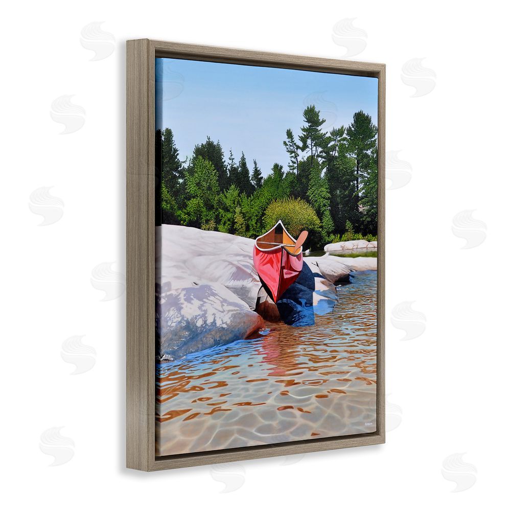 Kenneth M Kirsch Canoe at Water's Edge Brown Floating Frame Canvas Wall Art Print