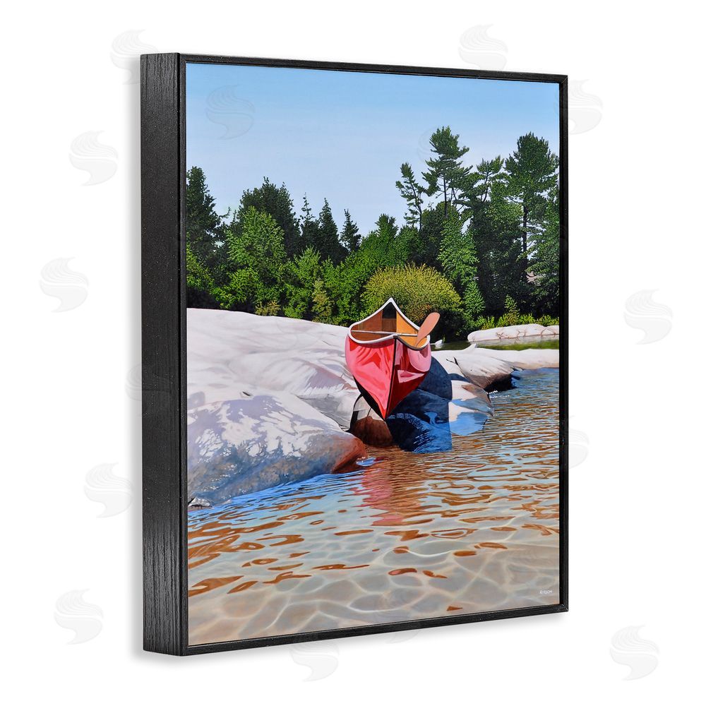 Kenneth M Kirsch Canoe at Water's Edge Black Framed Giclee Wall Art Print