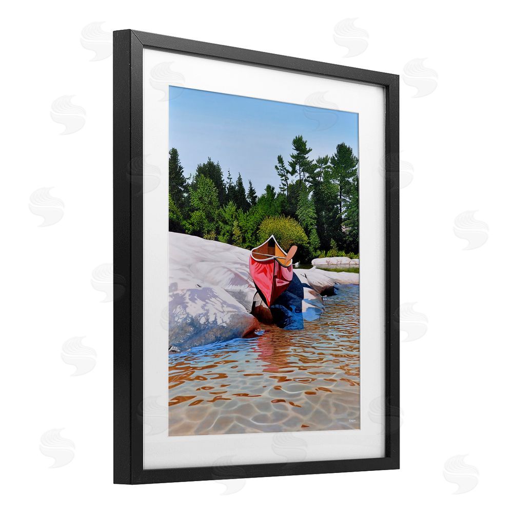 Kenneth M Kirsch Canoe at Water's Edge Black Framed Print Under Glass Wall Art