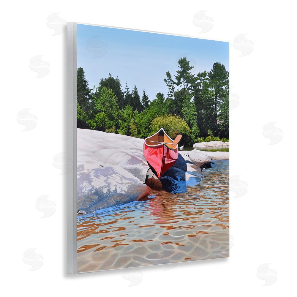 Kenneth M Kirsch Canoe at Water's Edge Wooden Wall Plaque Art Print
