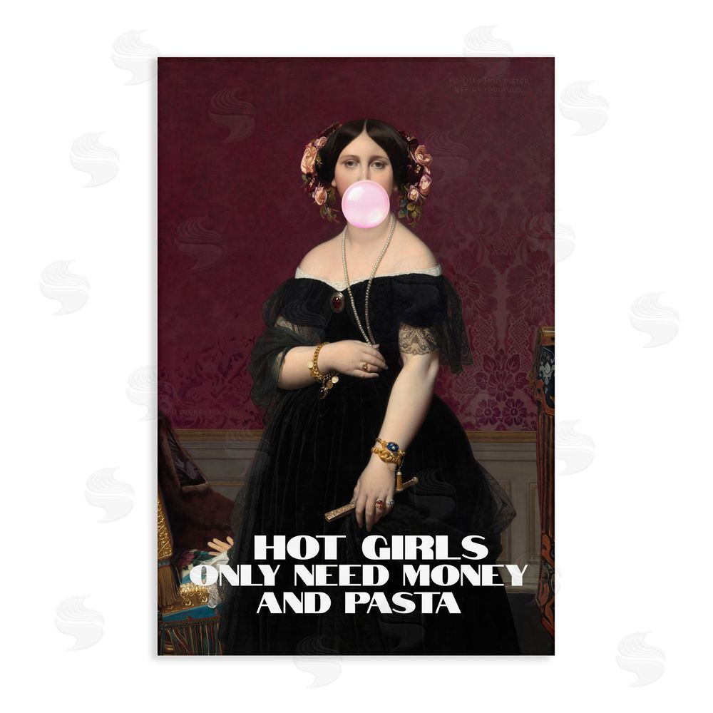 1x Hot Girls Need Money & Pasta Stretched Canvas Wall Art Print