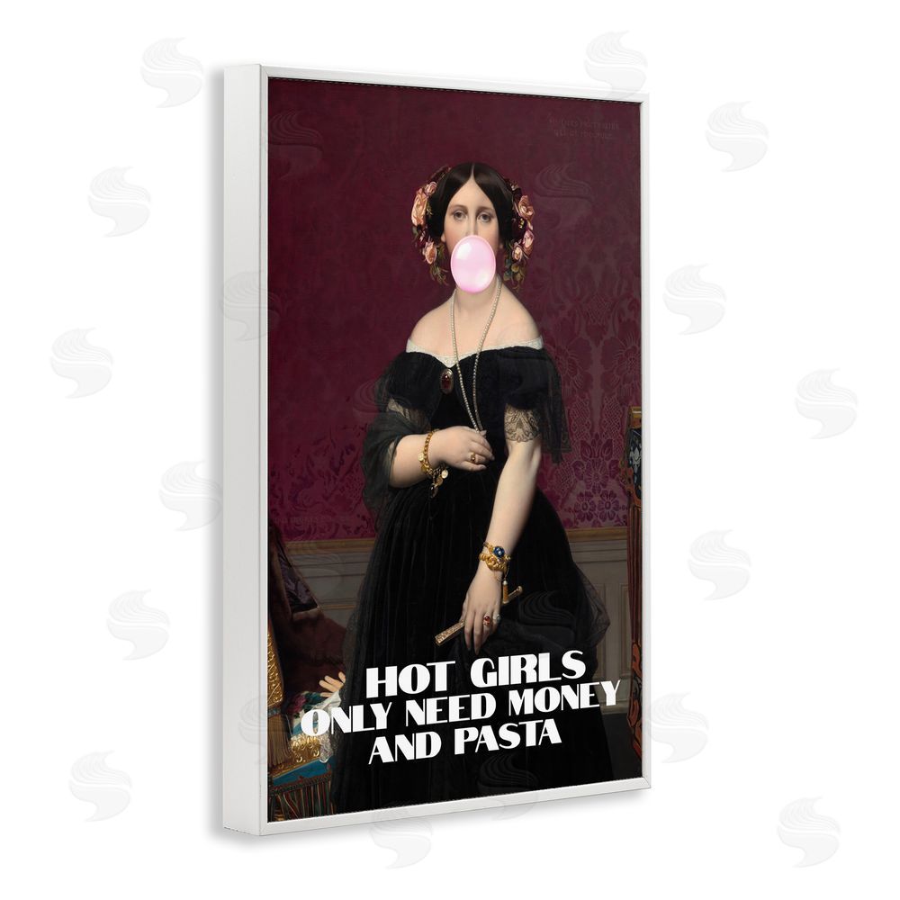 1x Hot Girls Need Money & Pasta White Framed Giclee Wall Art Print