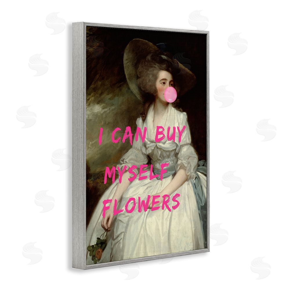 1x I Can Buy Myself Flowers Gray Framed Giclee Wall Art Print