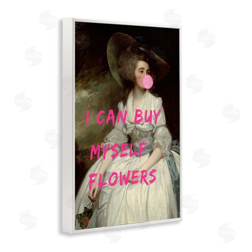 1x I Can Buy Myself Flowers White Framed Giclee Wall Art Print