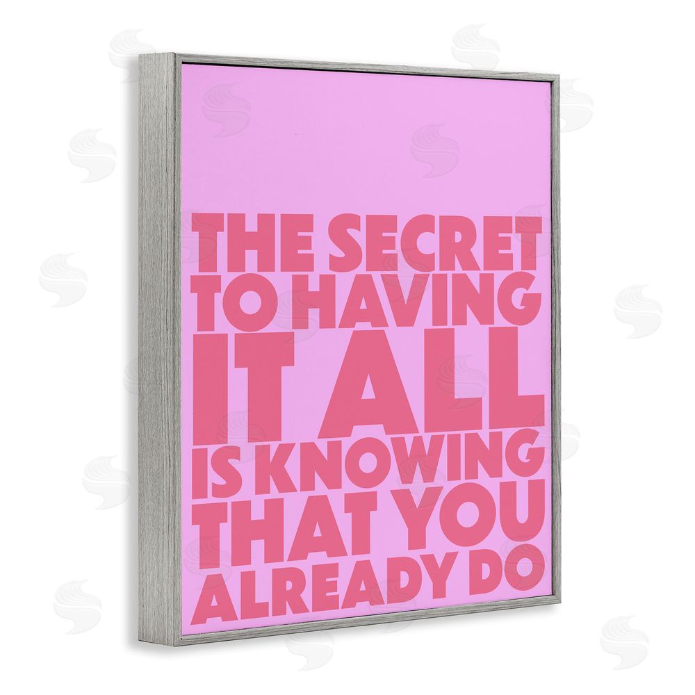 1x Knowing You Already Have It All Gray Framed Giclee Wall Art Print