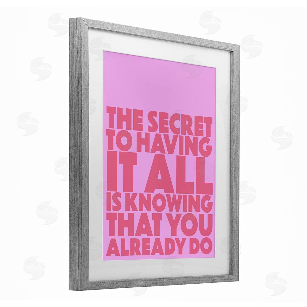 1x Knowing You Already Have It All Gray Framed Print Under Glass Wall Art