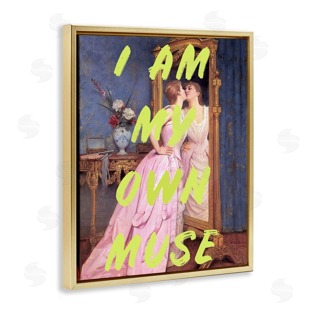 1x I Am My Own Muse Gold Floating Frame Canvas Wall Art Print