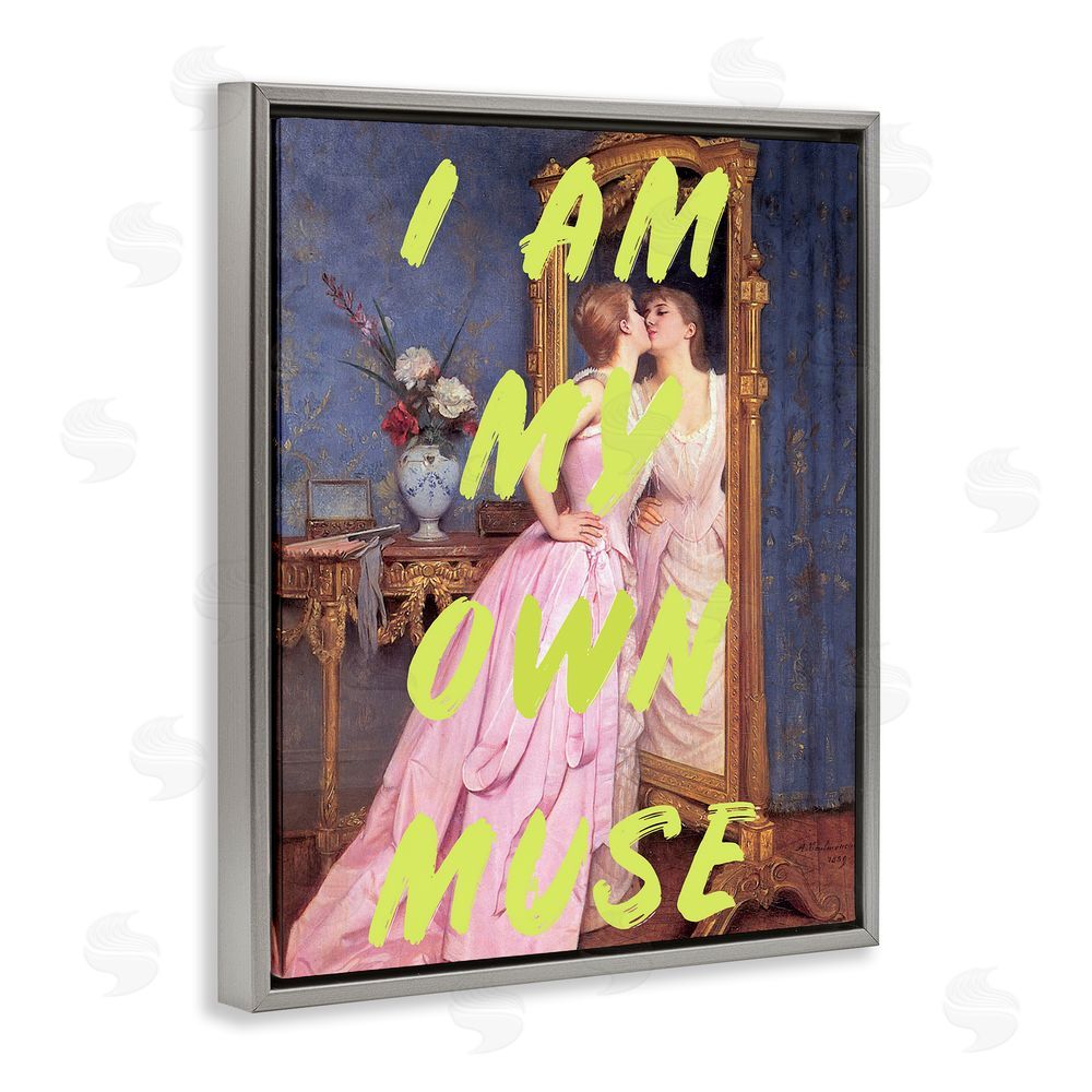 1x I Am My Own Muse Gray Floating Frame Canvas Wall Art Print
