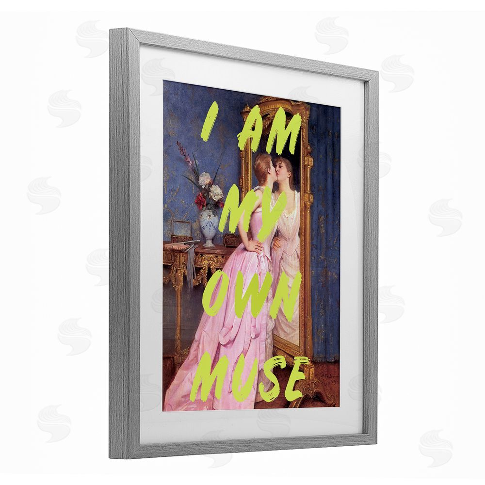 1x I Am My Own Muse Gray Framed Print Under Glass Wall Art