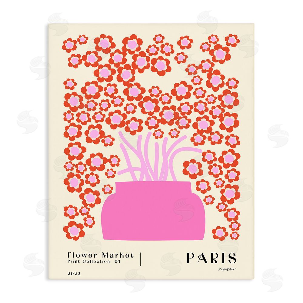 1x Retro Flower Market Bouquet Stretched Canvas Wall Art Print