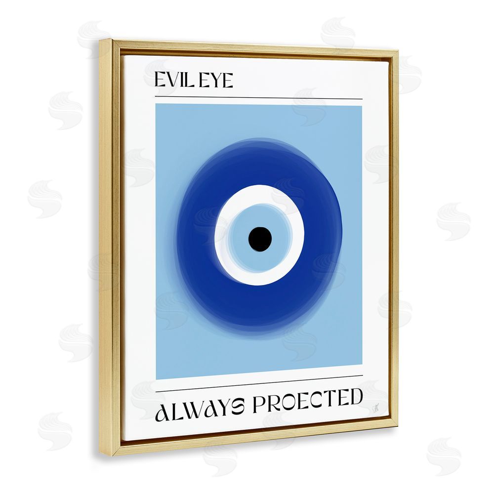 1x Always Protected Nazar Talisman Gold Floating Frame Canvas Wall Art Print
