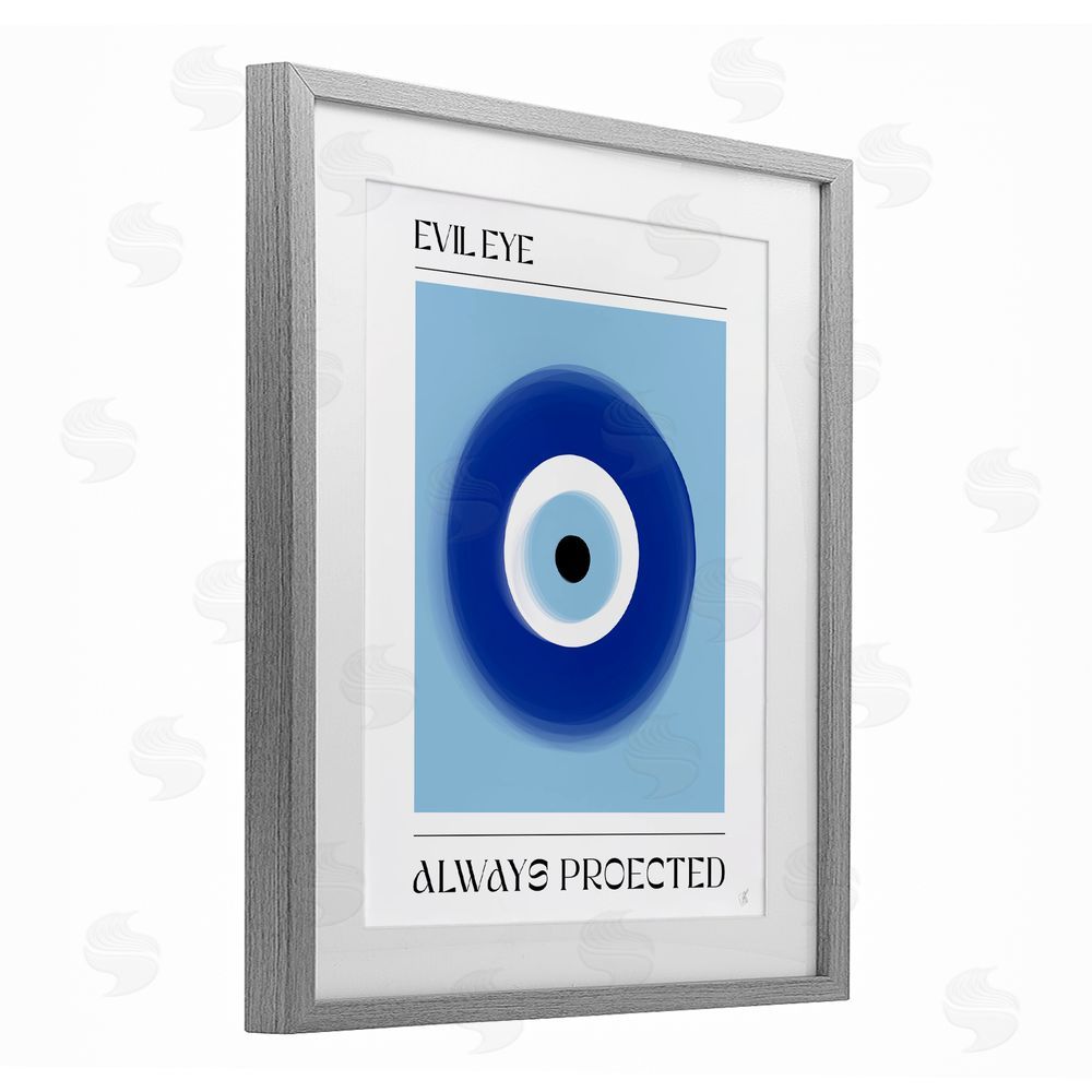 1x Always Protected Nazar Talisman Gray Framed Print Under Glass Wall Art
