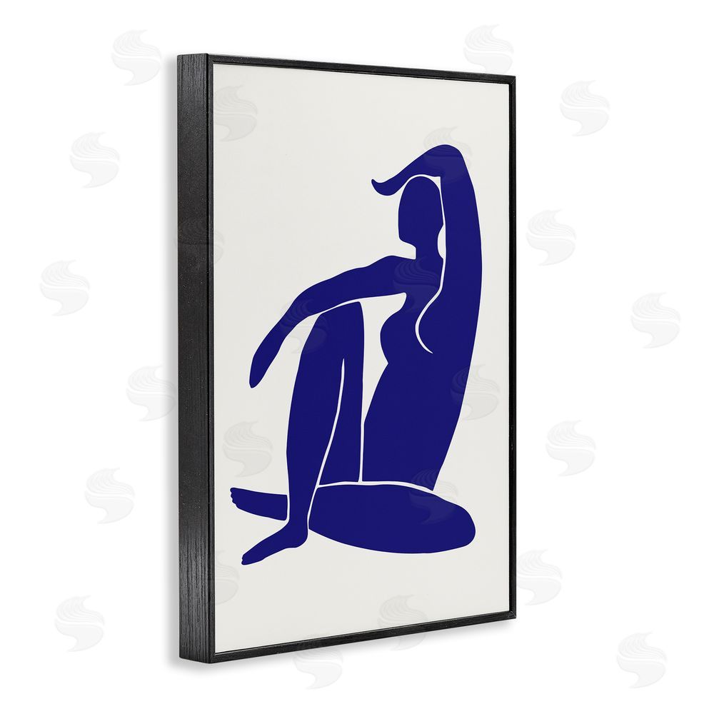 1x Indigo Reclining Female Figure Black Framed Giclee Wall Art Print