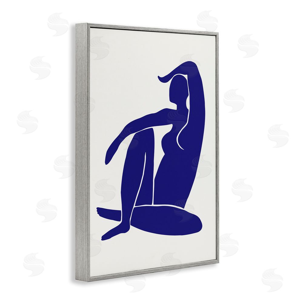 1x Indigo Reclining Female Figure Gray Framed Giclee Wall Art Print