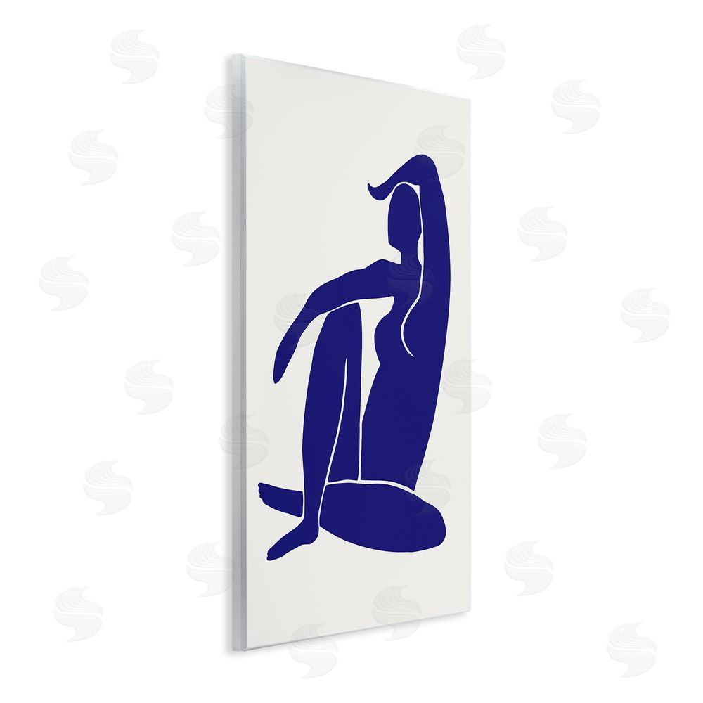 1x Indigo Reclining Female Figure Wooden Wall Plaque Art Print