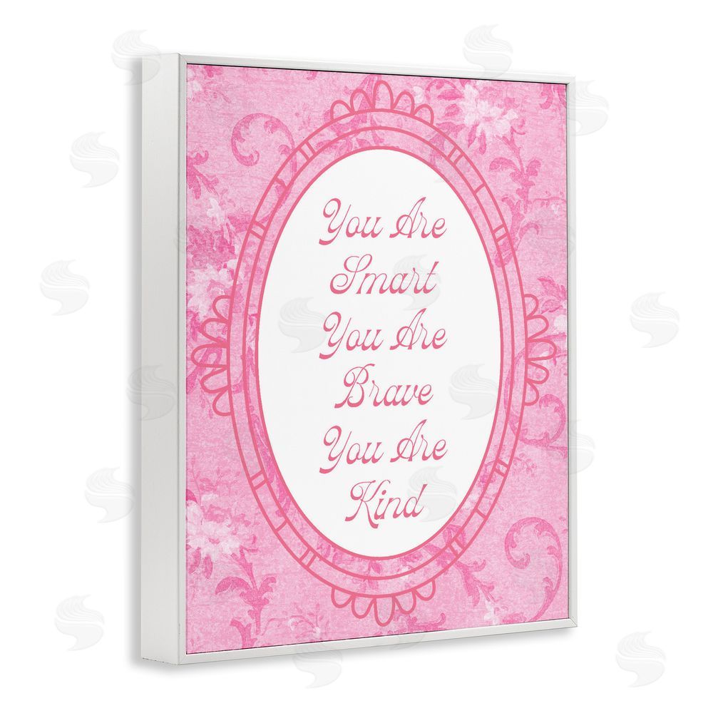 Lil' Rue Smart Brave & Kind Ornate Pink White Framed Giclee Wall Art Print