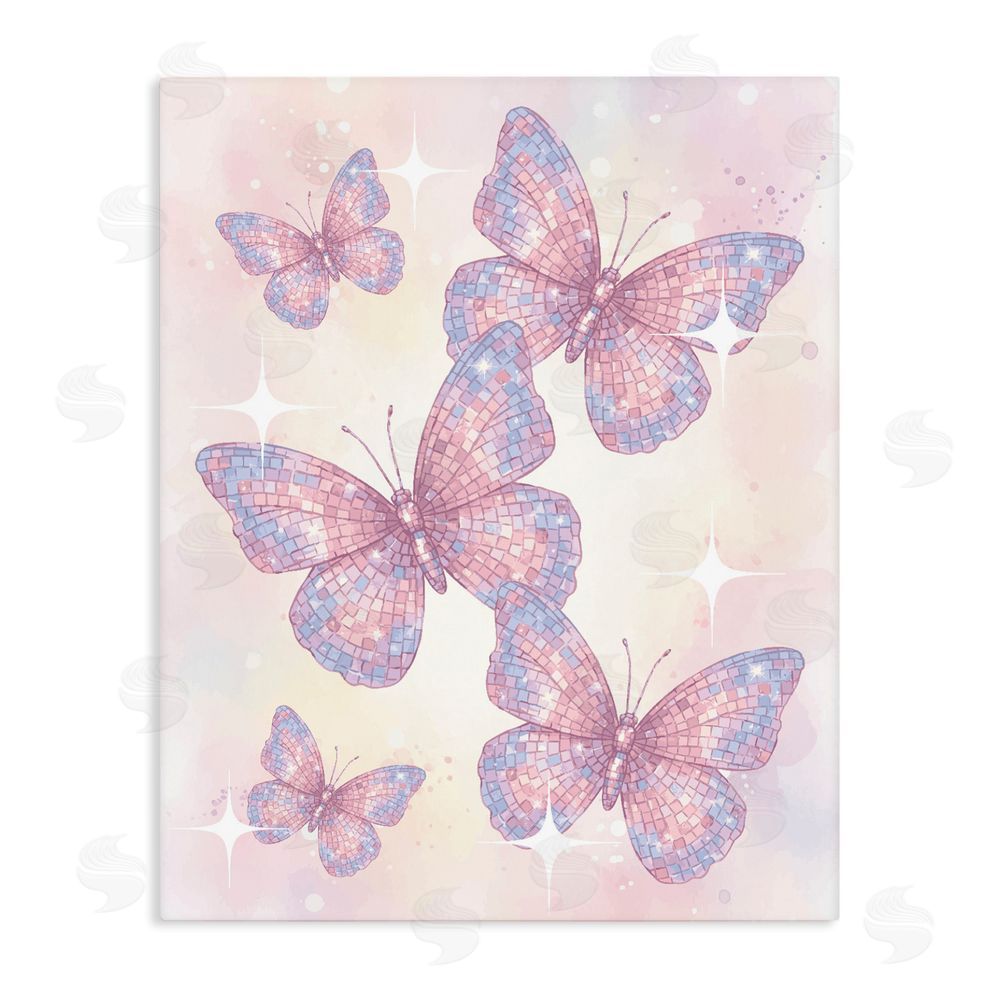 Lil' Rue Delicate Disco Butterfly Dance Stretched Canvas Wall Art