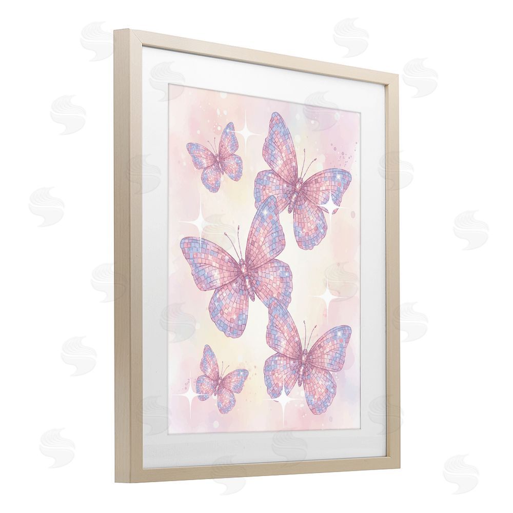Lil' Rue Delicate Disco Butterfly Dance Brown Framed Print Under Glass Wall Art