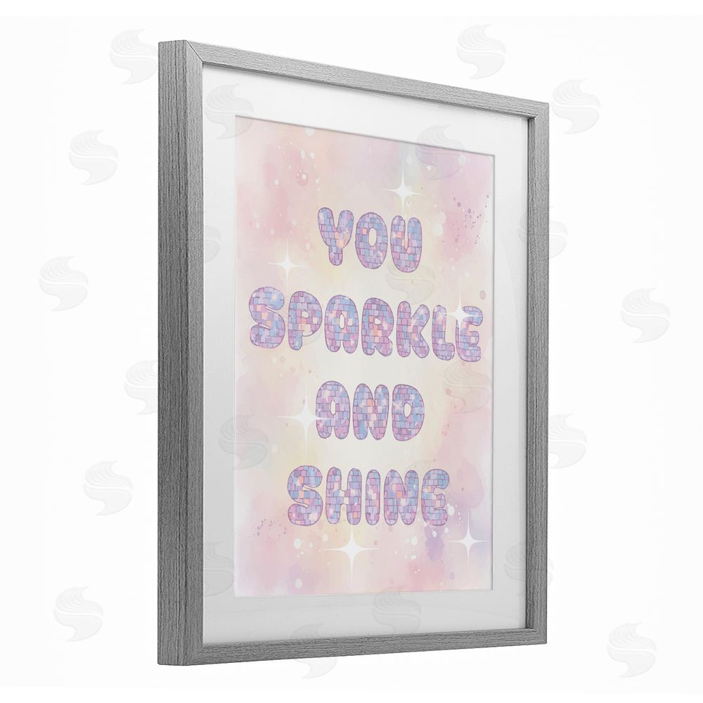 Lil' Rue You Sparkle And Shine Pastels Gray Framed Print Under Glass with White Mat Wall Art