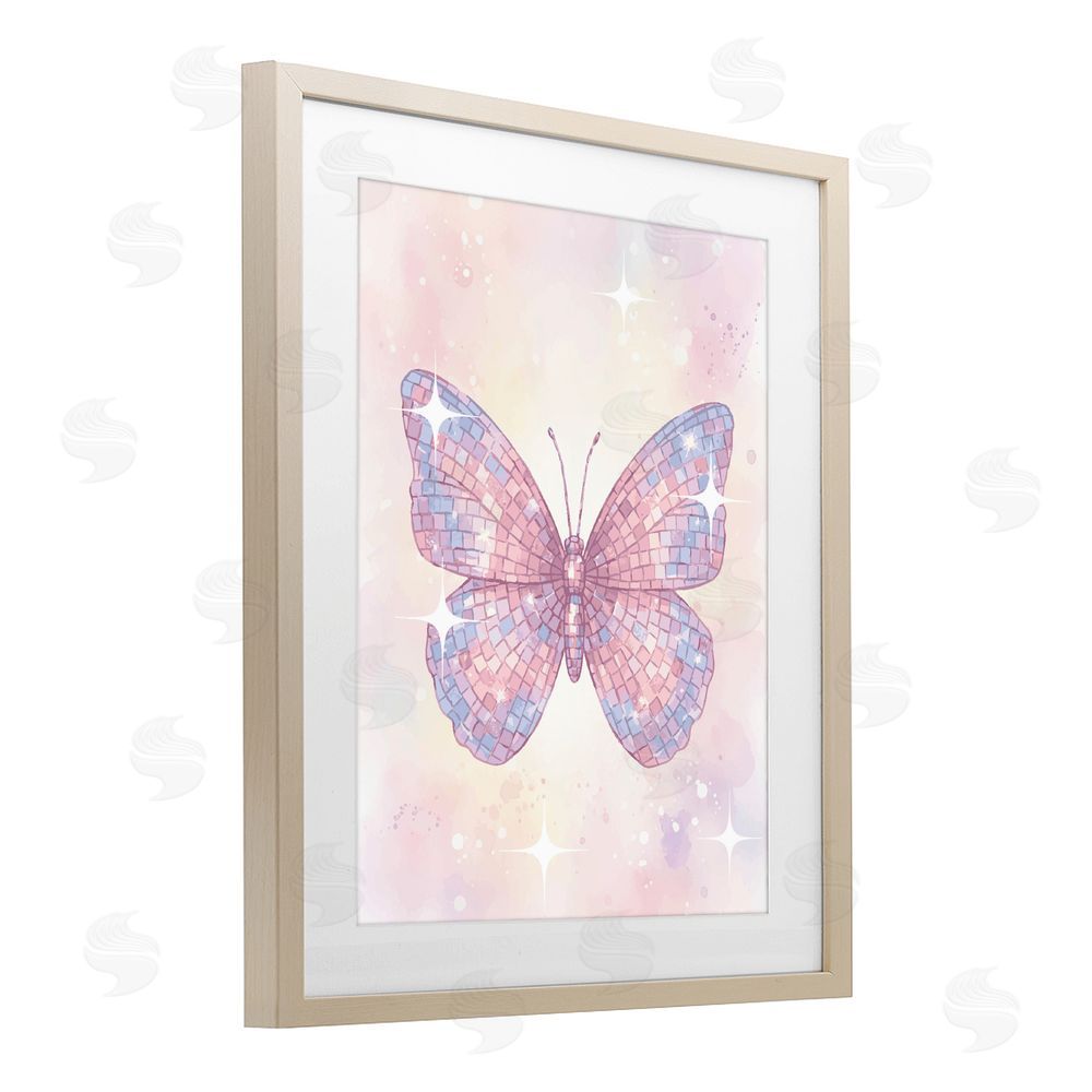 Lil' Rue Delicate Disco Butterfly Brown Framed Print Under Glass Wall Art