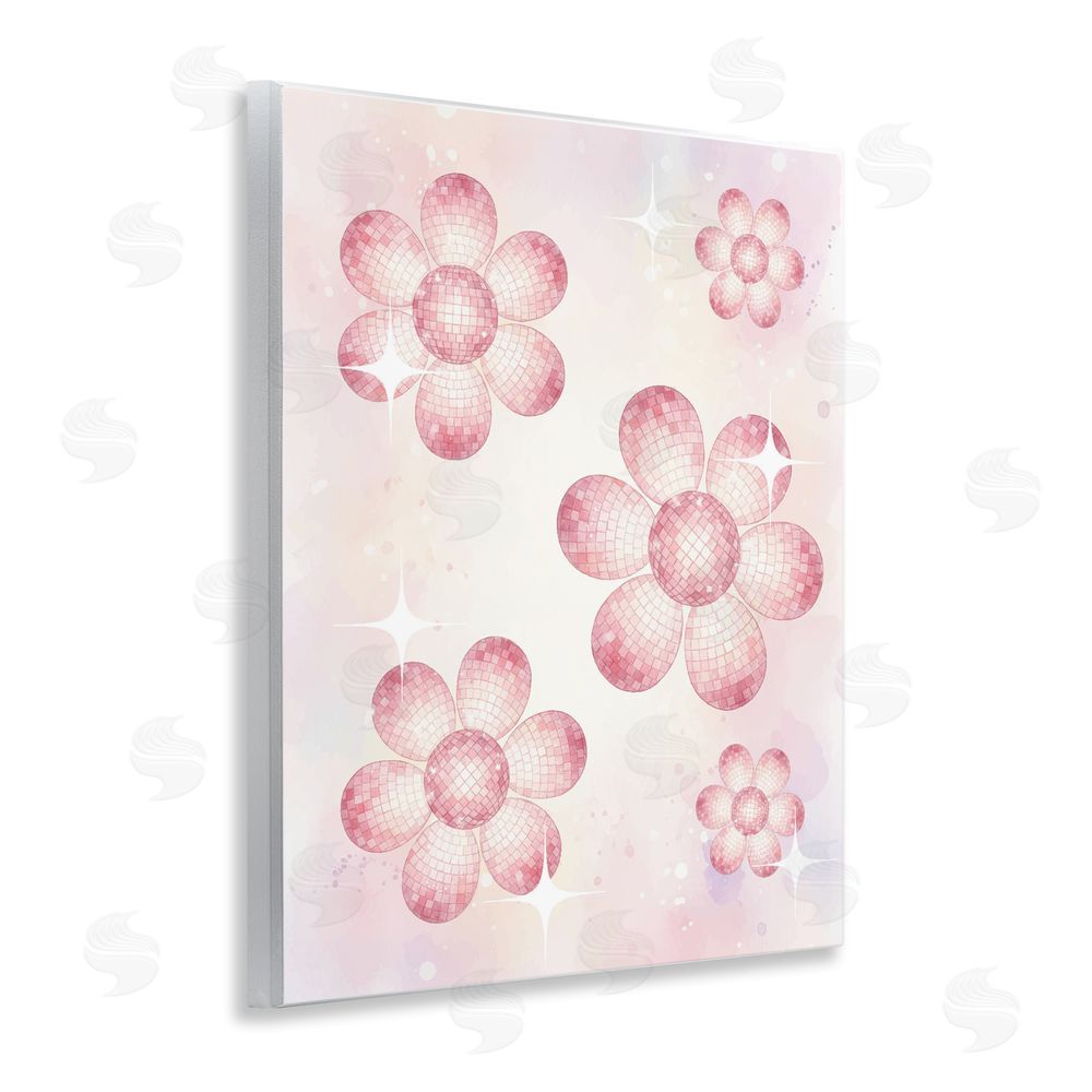 Lil' Rue Disco Ball Floral Patterns Wall Plaque with Fixed Lithograph Print