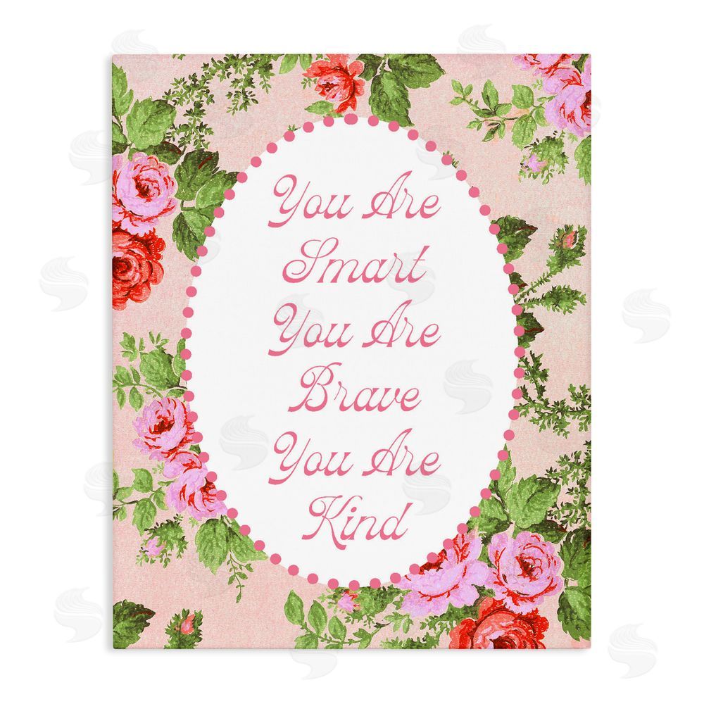 Lil' Rue Smart Brave & Kind with Vintage Florals Stretched Canvas Wall Art Print