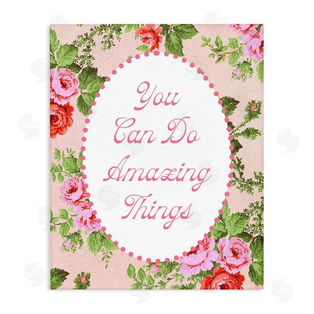 Lil' Rue You Can Do Amazing Things with Vintage Florals Stretched Canvas Wall Art Print