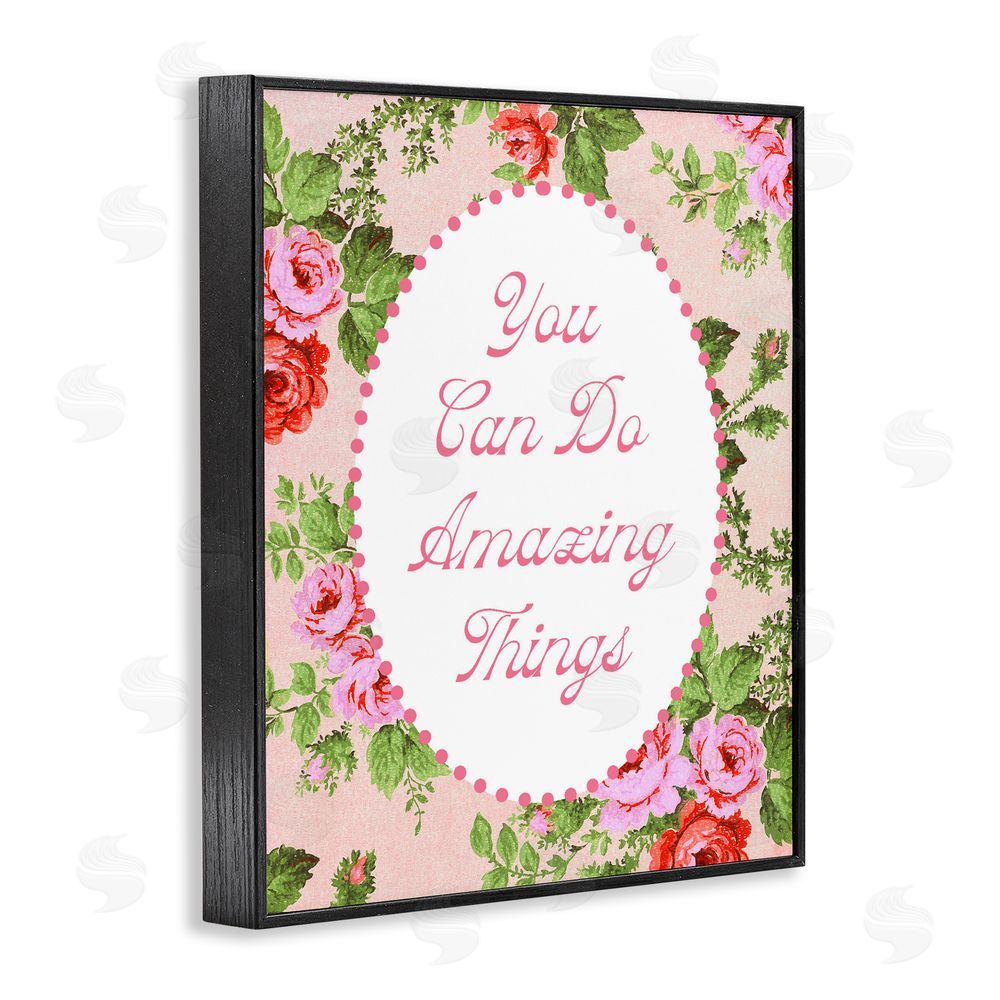 Lil' Rue You Can Do Amazing Things with Vintage Florals Black Framed Giclee Wall Art Print