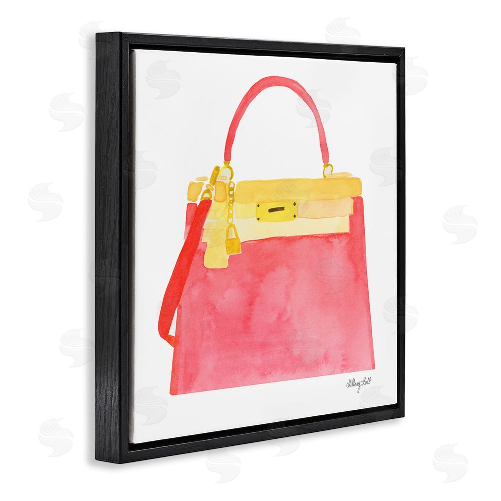 Hillary Holt Elegant Coral Handbag Black Floating Frame Canvas Wall Art Print