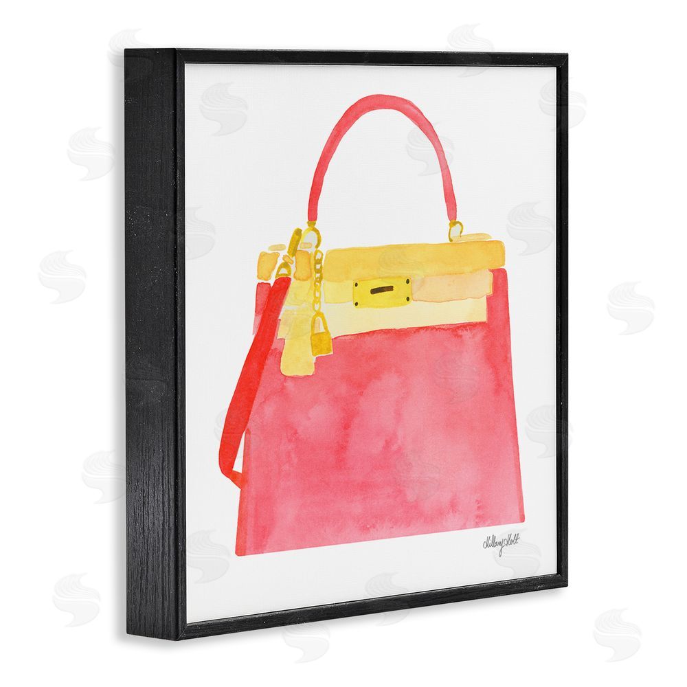 Hillary Holt Elegant Coral Handbag Black Framed Giclee Wall Art Print