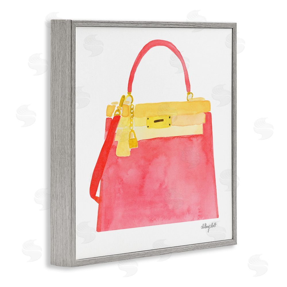Hillary Holt Elegant Coral Handbag Gray Framed Giclee Wall Art Print