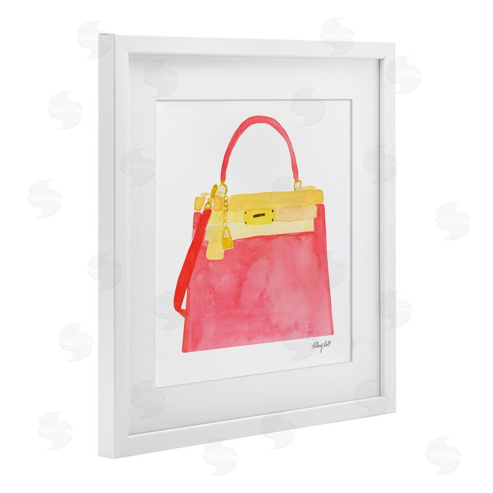 Hillary Holt Elegant Coral Handbag White Framed Print Under Glass Wall Art