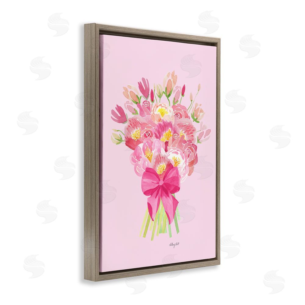 Hillary Holt Romantic Blushing Peonies Brown Floating Frame Canvas Wall Art Print