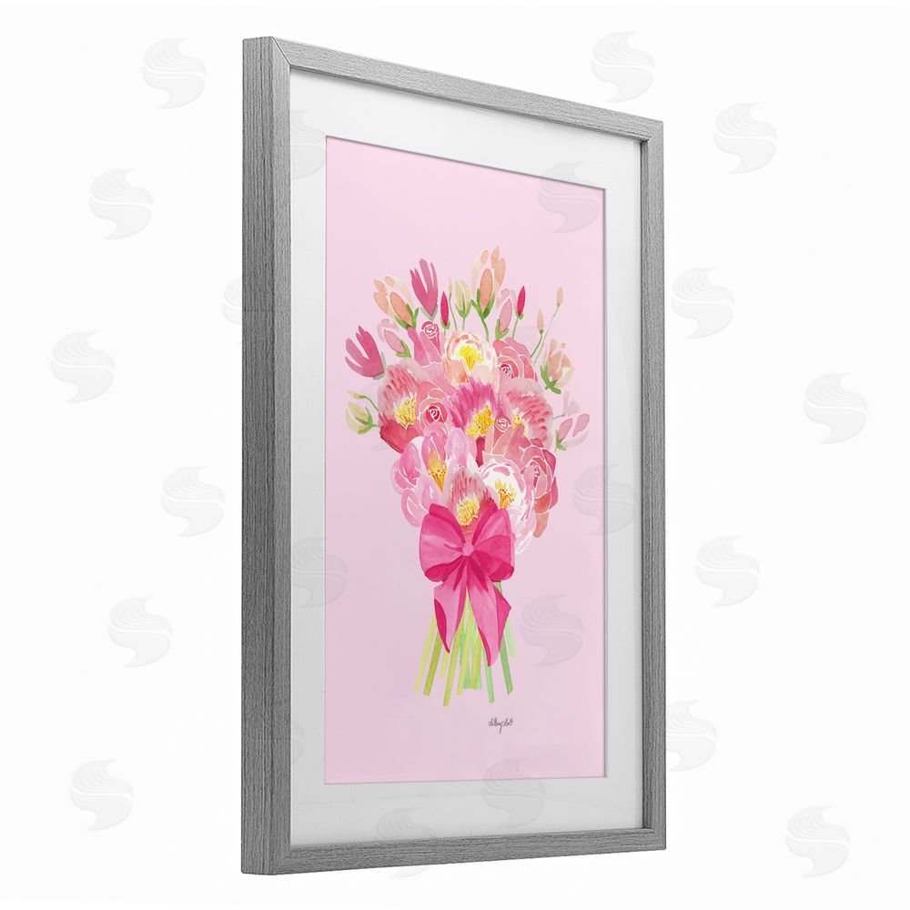 Hillary Holt Romantic Blushing Peonies Gray Framed Print Under Glass Wall Art