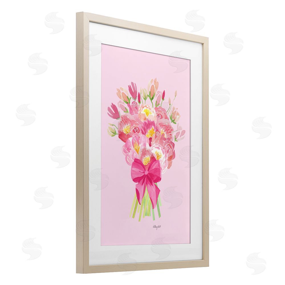 Hillary Holt Romantic Blushing Peonies Brown Framed Print Under Glass Wall Art