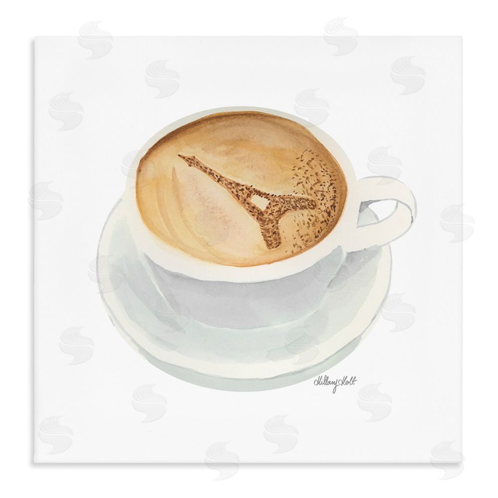 Hillary Holt Eiffel Tower Latte Stretched Canvas Wall Art Print