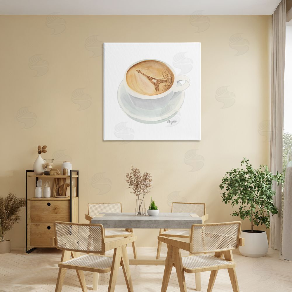 Hillary Holt Eiffel Tower Latte Stretched Canvas Wall Art in Room