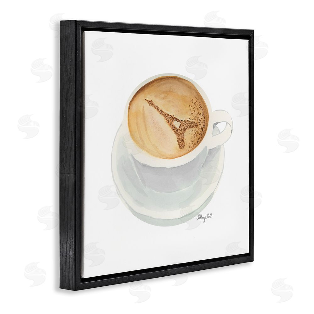 Hillary Holt Eiffel Tower Latte Black Floating Frame Canvas Wall Art Print