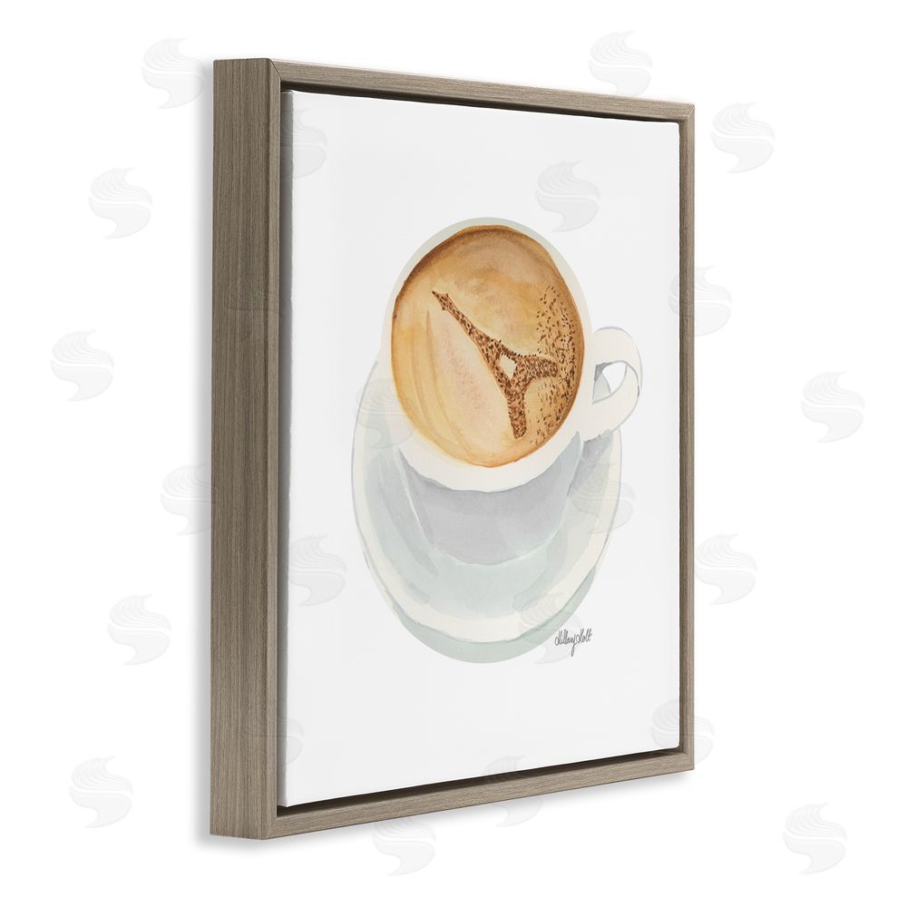 Hillary Holt Eiffel Tower Latte Brown Floating Frame Canvas Wall Art Print
