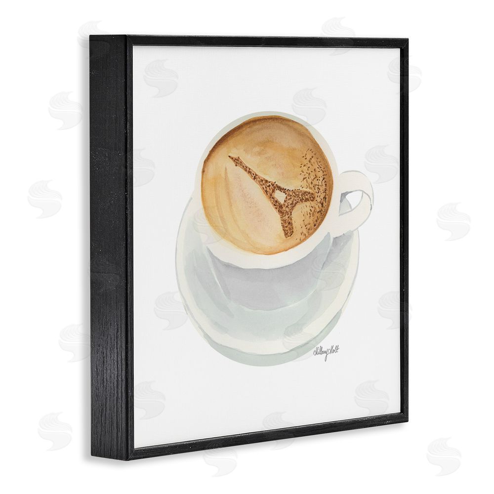Hillary Holt Eiffel Tower Latte Black Framed Giclee Wall Art Print
