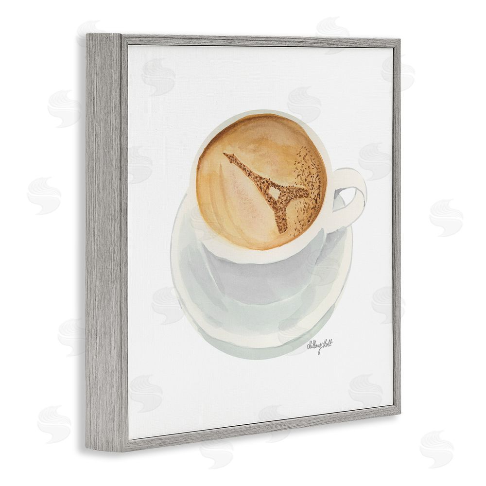 Hillary Holt Eiffel Tower Latte Gray Framed Giclee Wall Art Print