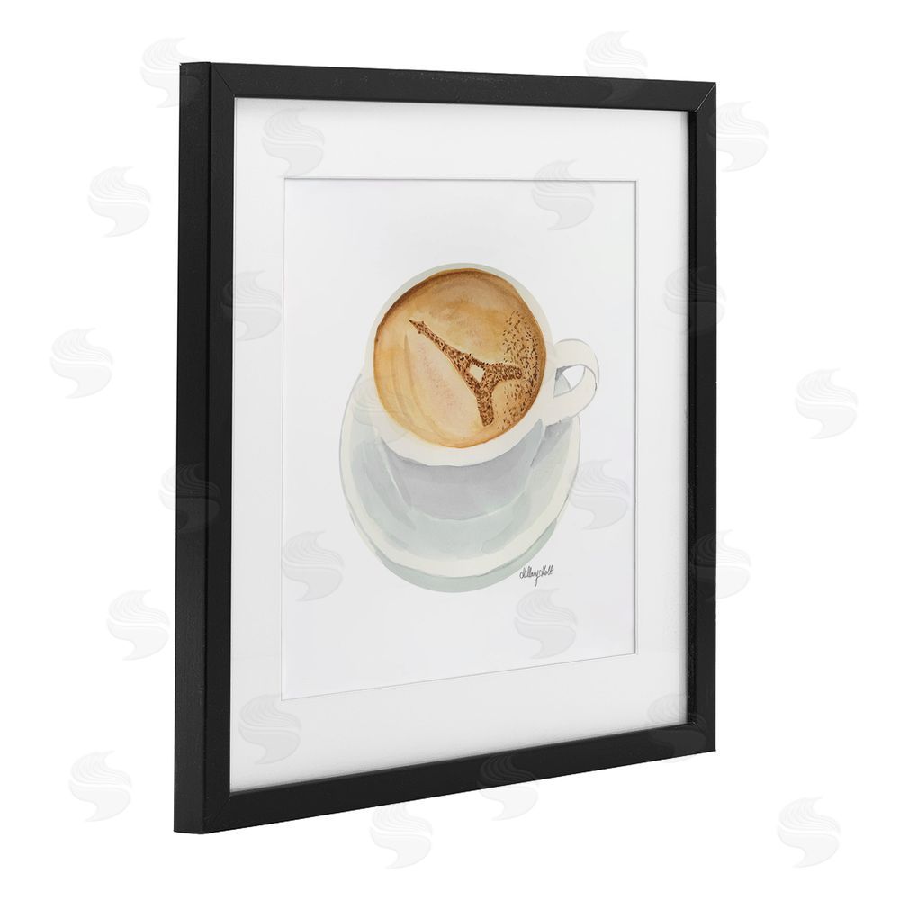 Hillary Holt Eiffel Tower Latte Black Framed Print Under Glass Wall Art