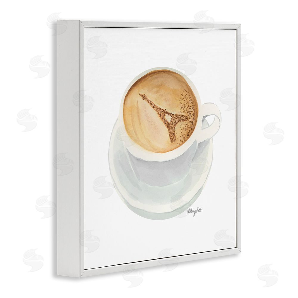 Hillary Holt Eiffel Tower Latte White Framed Giclee Wall Art Print